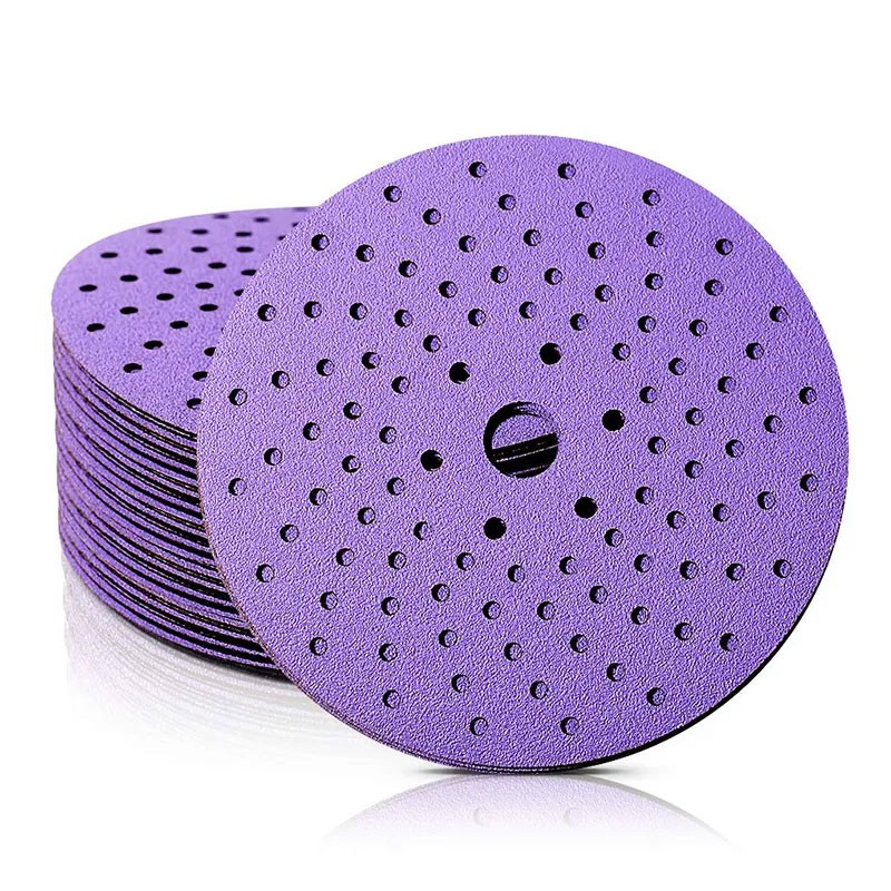 RC02D 150mm Multi-Holes Film Backing Purple Ceramic Sandpaper Disc